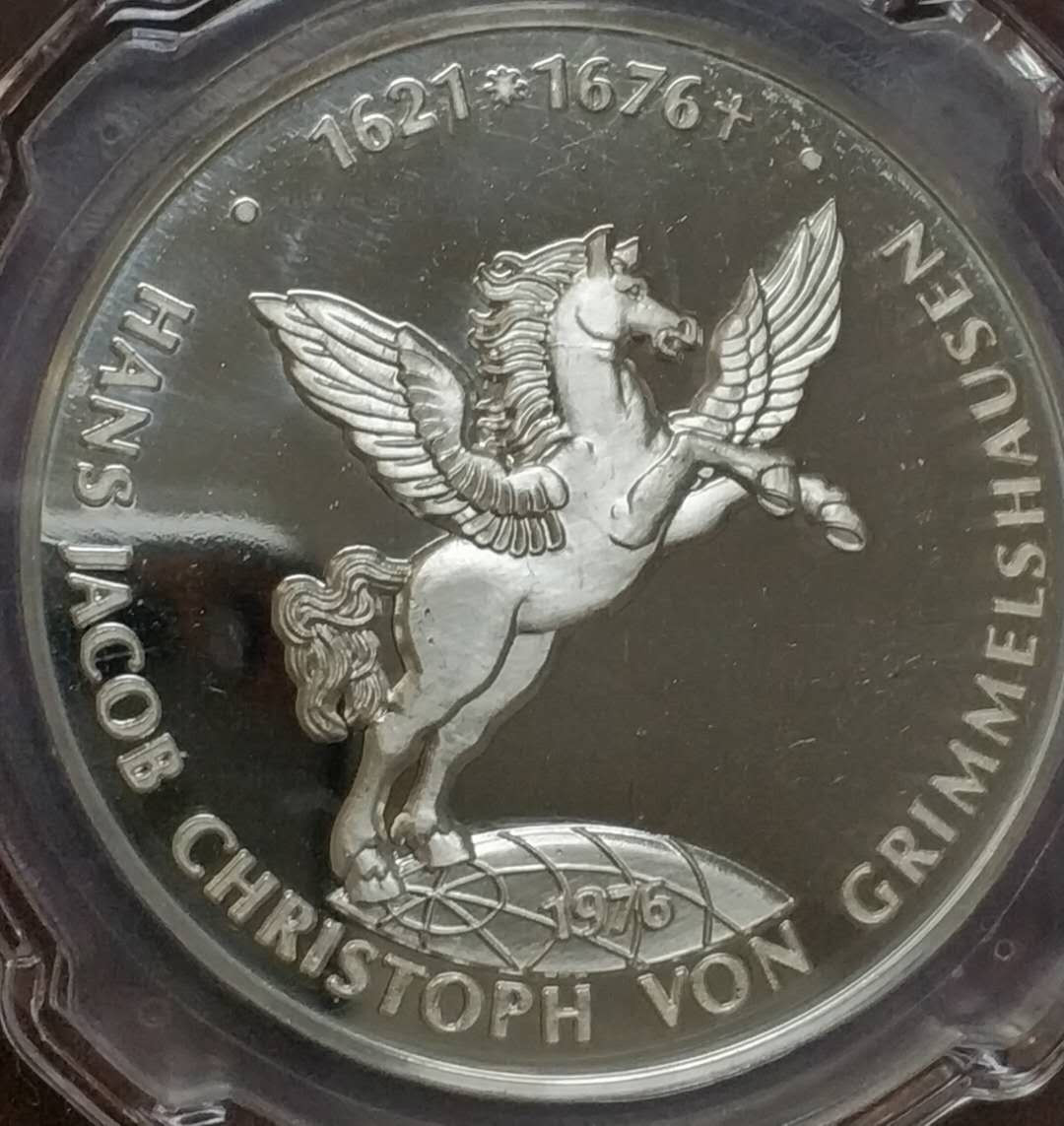燕姐换藏第三十五拍 德国1976汉斯·雅各布·克里斯托夫·冯·格里美豪森逝世300周年精制纪念银章 