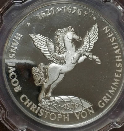 燕姐换藏第三十五拍 德国1976汉斯·雅各布·克里斯托夫·冯·格里美豪森逝世300周年精制纪念银章 