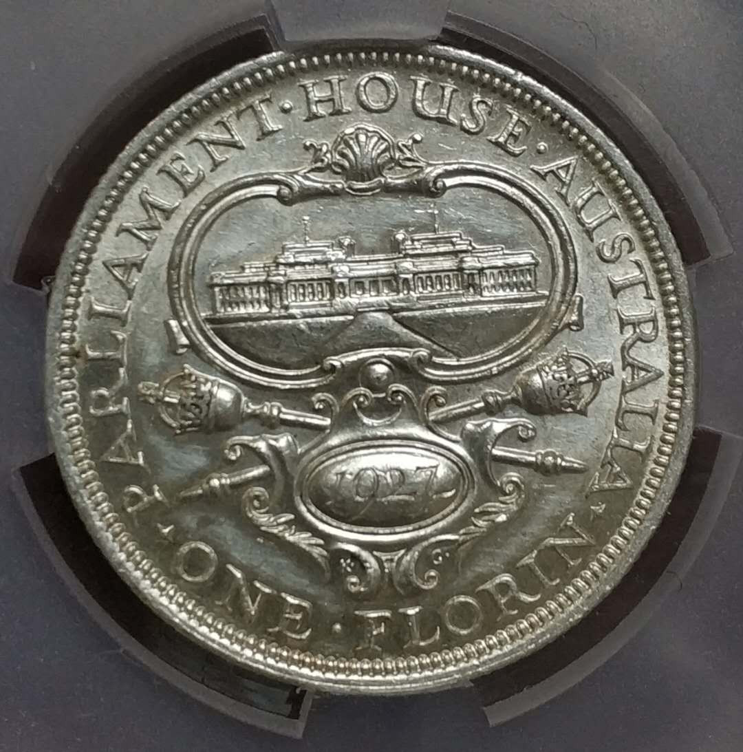 燕姐换藏第三十五拍 1927年澳大利亚安培拉大厦一弗洛林银币
