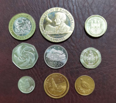 1997年直布罗陀流通纪念币9枚/套，官方原装册拆下来的 - 1997年直布罗陀流通纪念币9枚/套，官方原装册拆下来的
