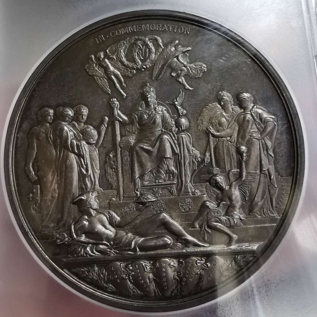凡希社世界钱币微拍第一百三十一期 热！1887英国老维加冕纪念大型银章PCGS-SP62五彩包浆收藏级！