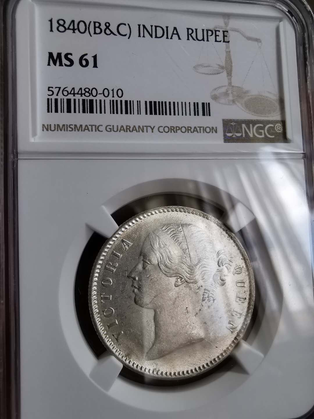 凡希社世界钱币微拍第一百三十一期 1840东印度公司小维卢比NGC-MS61