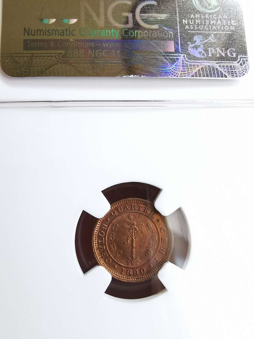 凡希社世界钱币微拍第一百三十一期 1890英属锡兰1/4分NGC-MS63