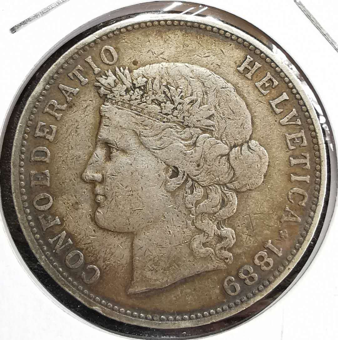 凡希社世界钱币微拍第一百三十一期 1889瑞士5法郎XF