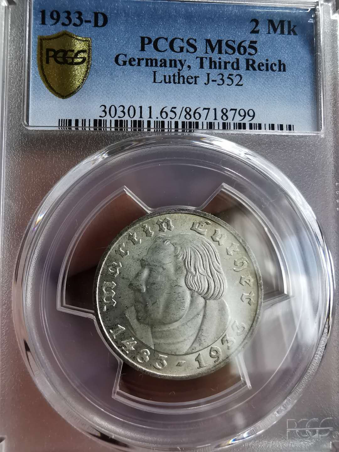 凡希社世界钱币微拍第一百三十一期 1933第三帝国路德2马克PCGS-MS65