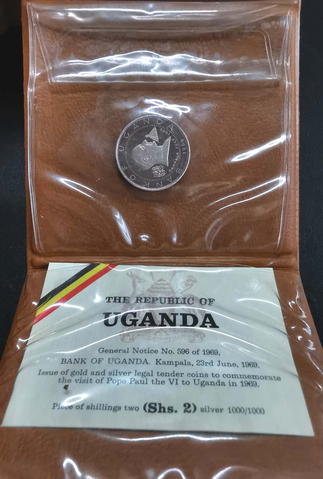 凡希社世界钱币微拍第一百三十一期 1970乌干达教皇2先令银原装