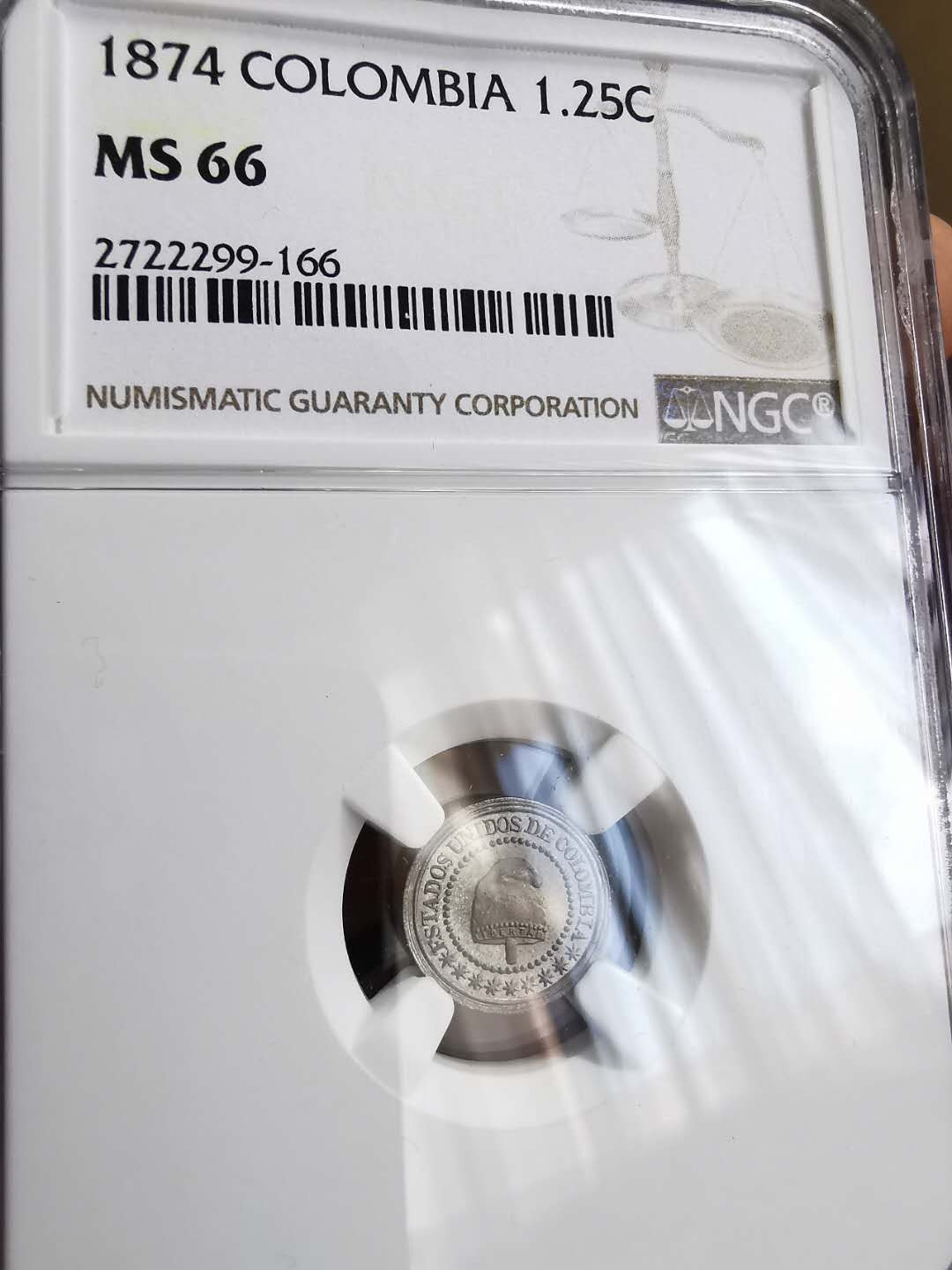 凡希社世界钱币微拍第一百三十一期 稀！1874哥伦比亚1.25分NGC-MS66顶级品！