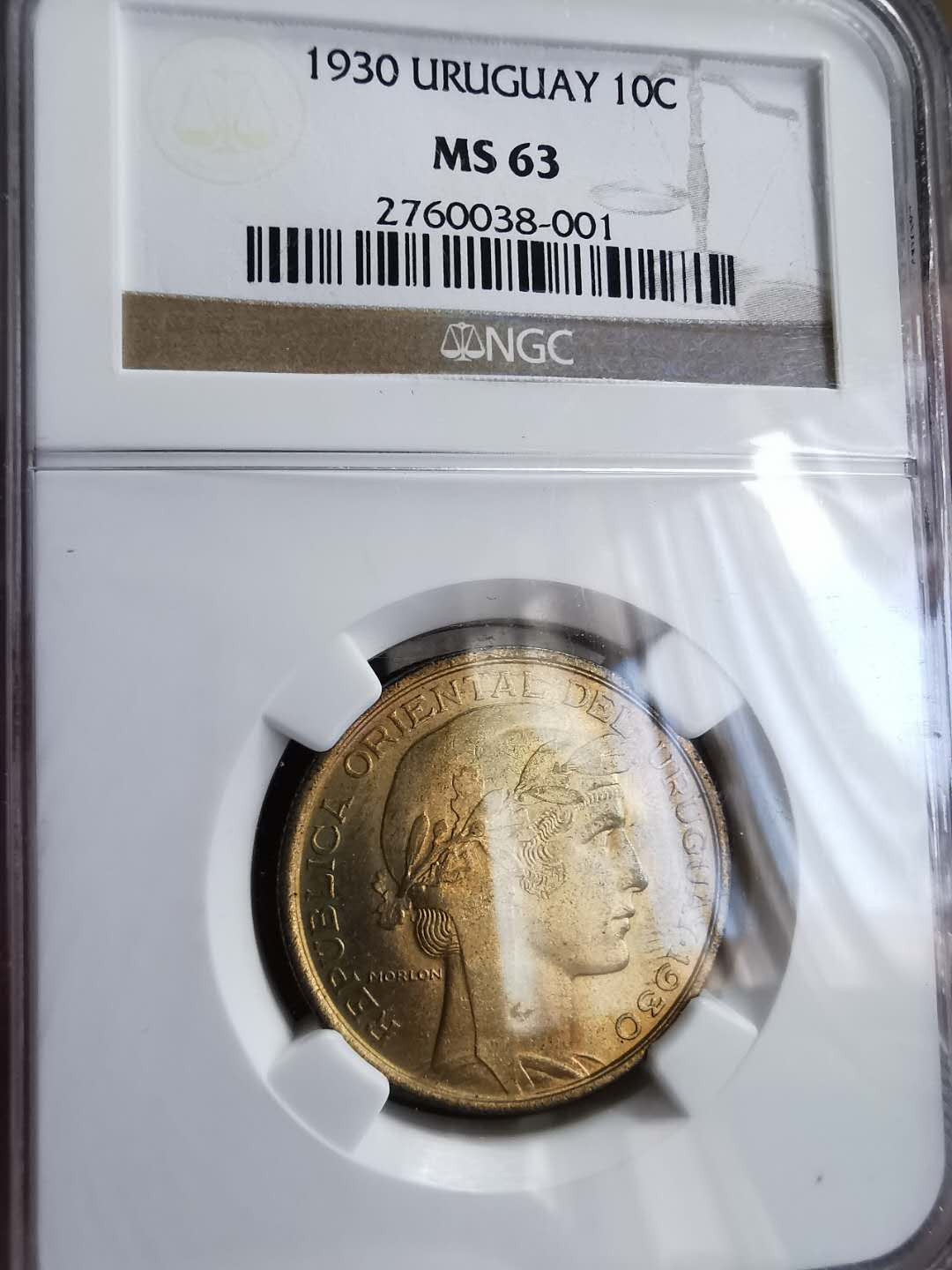 凡希社世界钱币微拍第一百三十一期 1930乌拉圭10分NGC-MS63