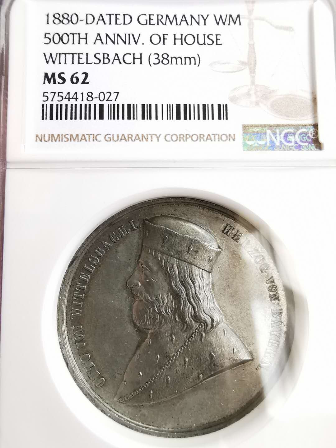 凡希社世界钱币微拍第一百三十一期 1880德国威德尔斯巴赫故居纪念章NGC-MS62