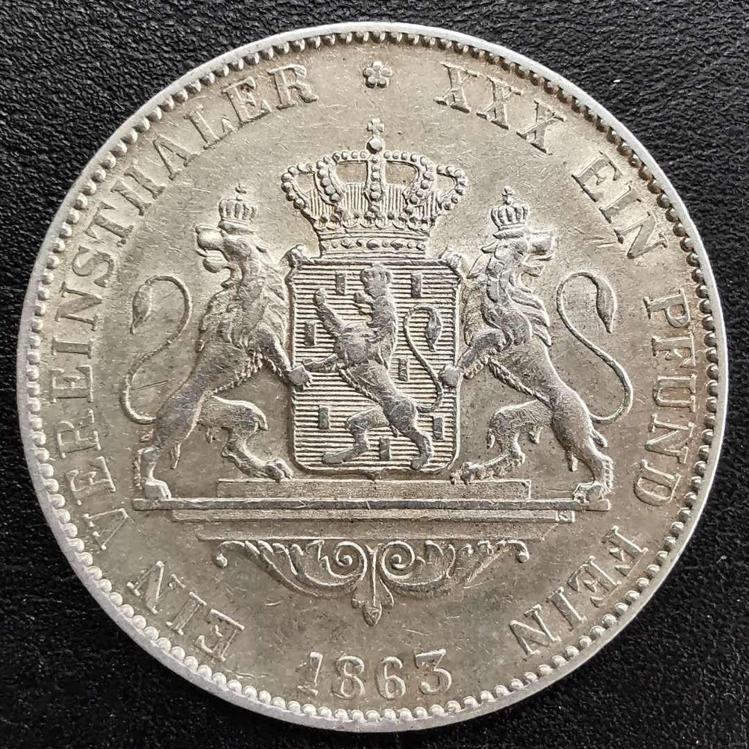 凡希社世界钱币微拍第一百三十一期 1863拿骚泰勒美品