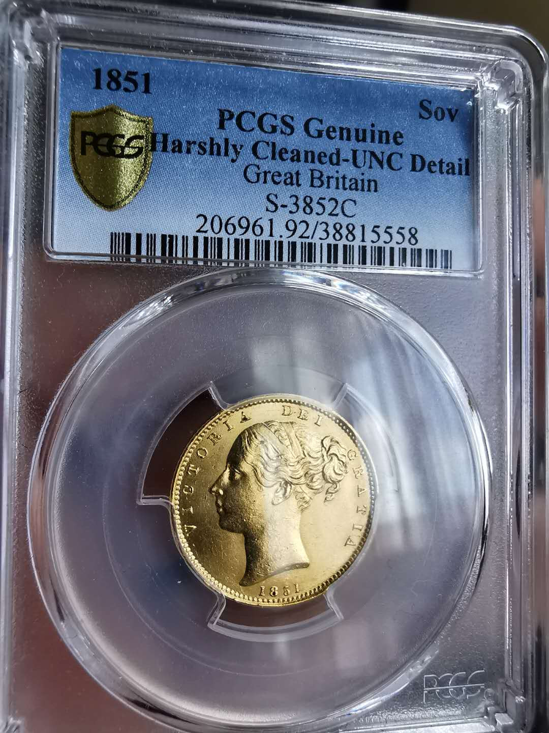 凡希社世界钱币微拍第一百三十一期 1851英国小维索维林金币PCGS-UNCD无瑕疵！