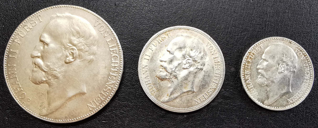 凡希社世界钱币微拍第一百三十一期 荐！1915列支敦士登1/2/5克朗三枚BU