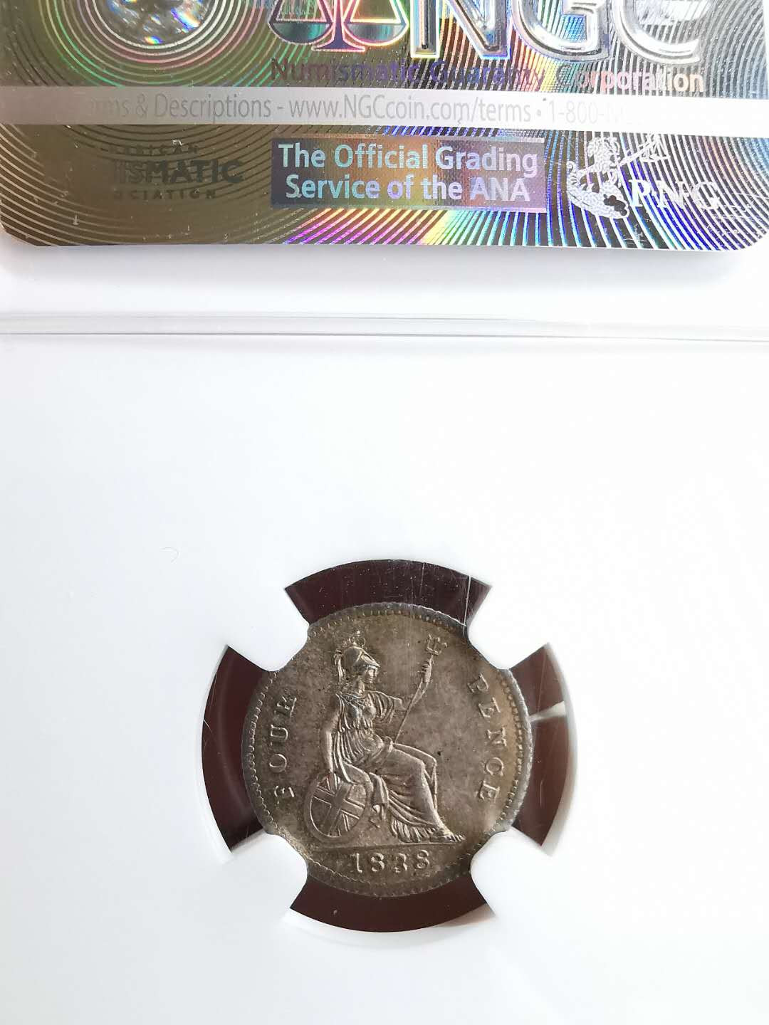 凡希社世界钱币微拍第一百三十一期 1838英国小维4便士银NGC-MS61