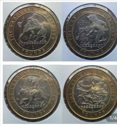 1997一2000年直布罗陀大力神海格力斯十二英雄事迹2镑双金属纪念币12枚/套 - 1997一2000年直布罗陀大力神海格力斯十二英雄事迹2镑双金属纪念币12枚/套