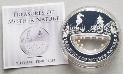 【随心拍&Getcoins】钱币拍卖第六十六期～ 斐济2012年自然母亲宝藏系列越南珍珠镂空镶嵌银币 