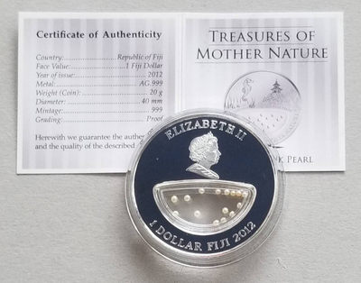 【随心拍&Getcoins】钱币拍卖第六十六期～ 斐济2012年自然母亲宝藏系列越南珍珠镂空镶嵌银币 
