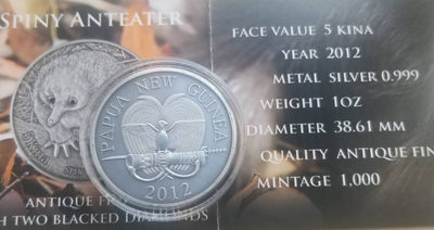 【随心拍&Getcoins】钱币拍卖第六十六期～ 巴布亚新几内亚2012年针鼹食蚁兽银币