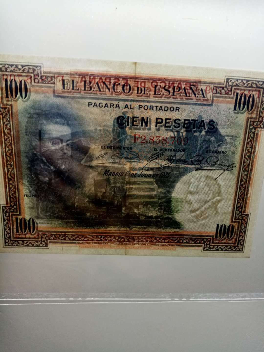 【鲸贝乐淘】千字文·第“仁慈隐恻，造次弗离”号拍卖 【西班牙🇪🇸 】中央银行1928年50元豹子号666，1925年100元，美评55.58，百年老币