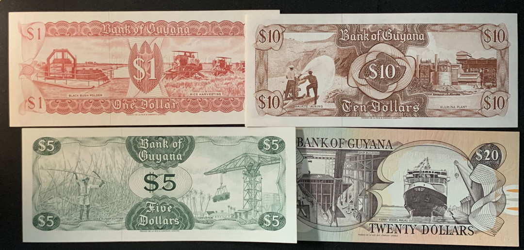 紫瑗钱币——微拍第102期—纸币场 圭亚那 1996年 1 5 10 20元 4枚一套 UNC
