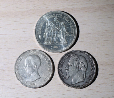 大猫徽章拍卖131期 - 欧洲银币壹元主币三枚