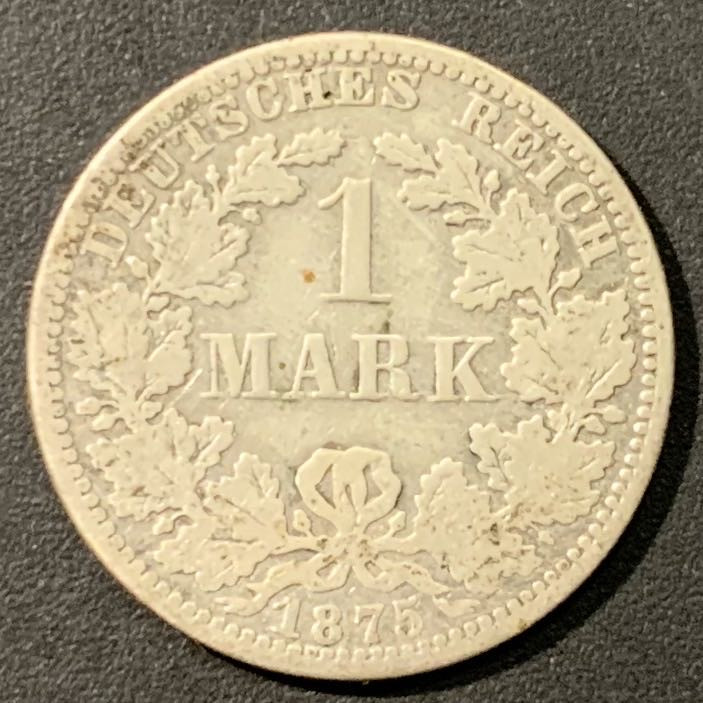 紫瑗钱币——微拍第103期 德国 1875年 第二帝国 短翅 1马克 5.5克 0.9银