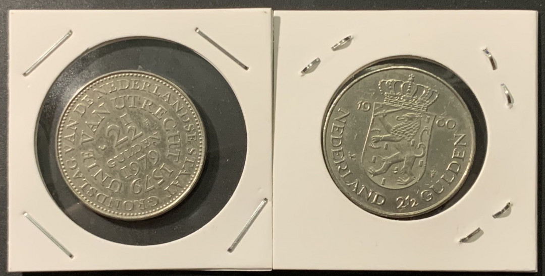 紫瑗钱币——微拍第103期 荷兰 1979 1980年 纪念币 2.5盾 2枚一组