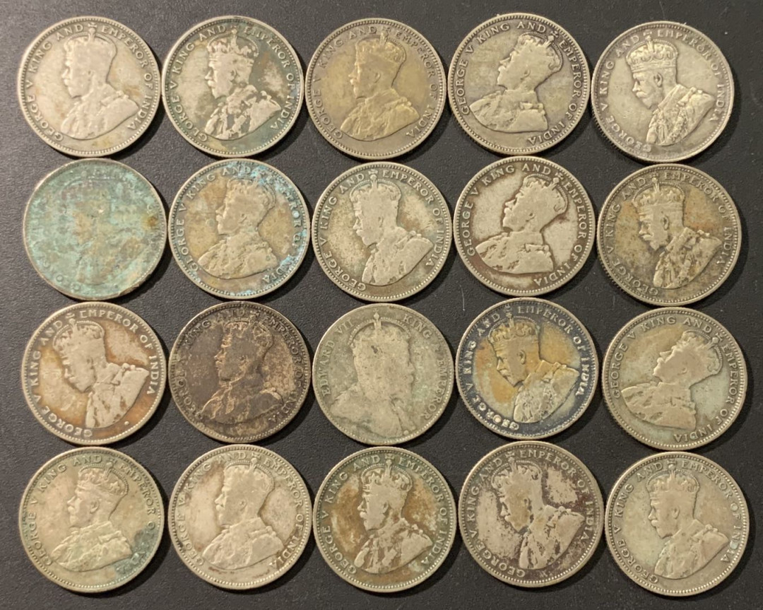 紫瑗钱币——微拍第103期 海峡殖民地 20分 银币 20枚一组 共108.6克 0.6银