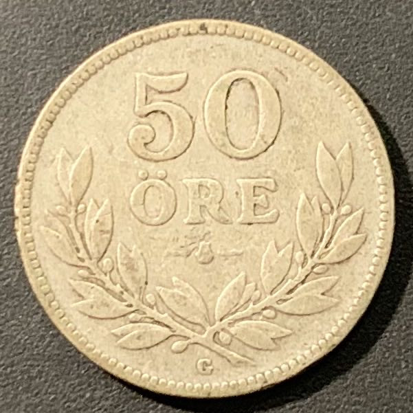 紫瑗钱币——微拍第106期 瑞典 1931年 50欧尔 5克 0.6银