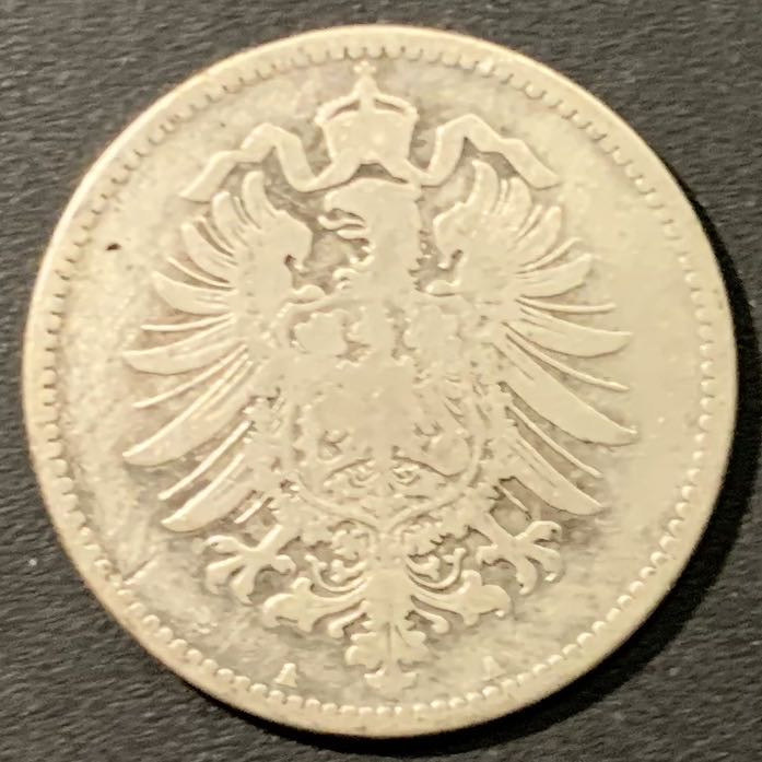 紫瑗钱币——微拍第103期 德国 1875年 第二帝国 短翅 1马克 5.5克 0.9银