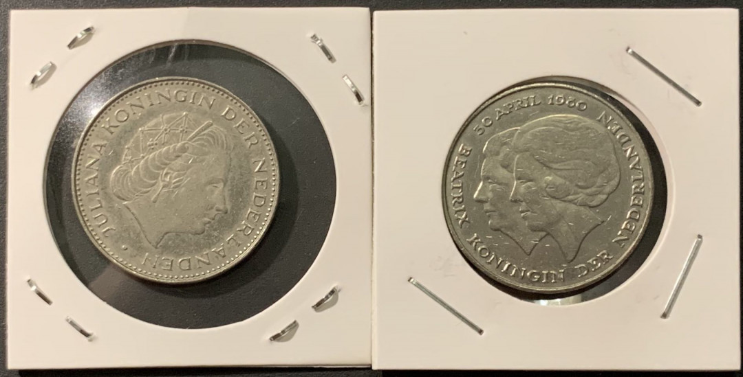紫瑗钱币——微拍第103期 荷兰 1979 1980年 纪念币 2.5盾 2枚一组