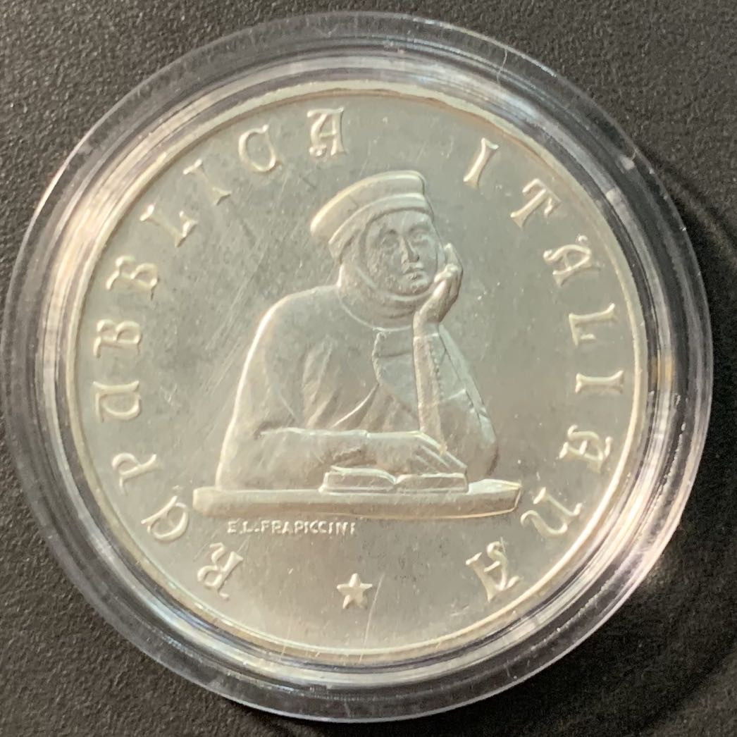 紫瑗钱币——微拍第103期 意大利 1988年 博洛尼亚大学 500里拉 11克 0.835银 UNC