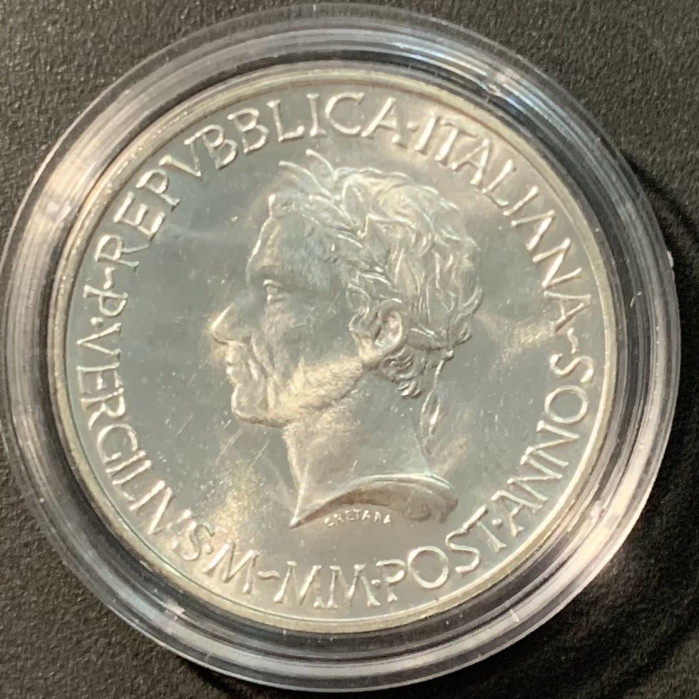 紫瑗钱币——微拍第103期 意大利 1981年 维吉尔逝世 500里拉 11克 0.835银 UNC