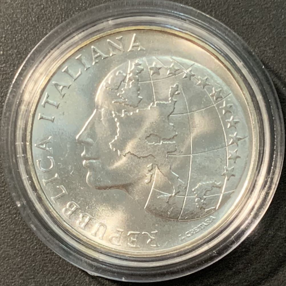 紫瑗钱币——微拍第103期 意大利 1985年 欧盟轮值主席国 500里拉 11克 0.835银 UNC