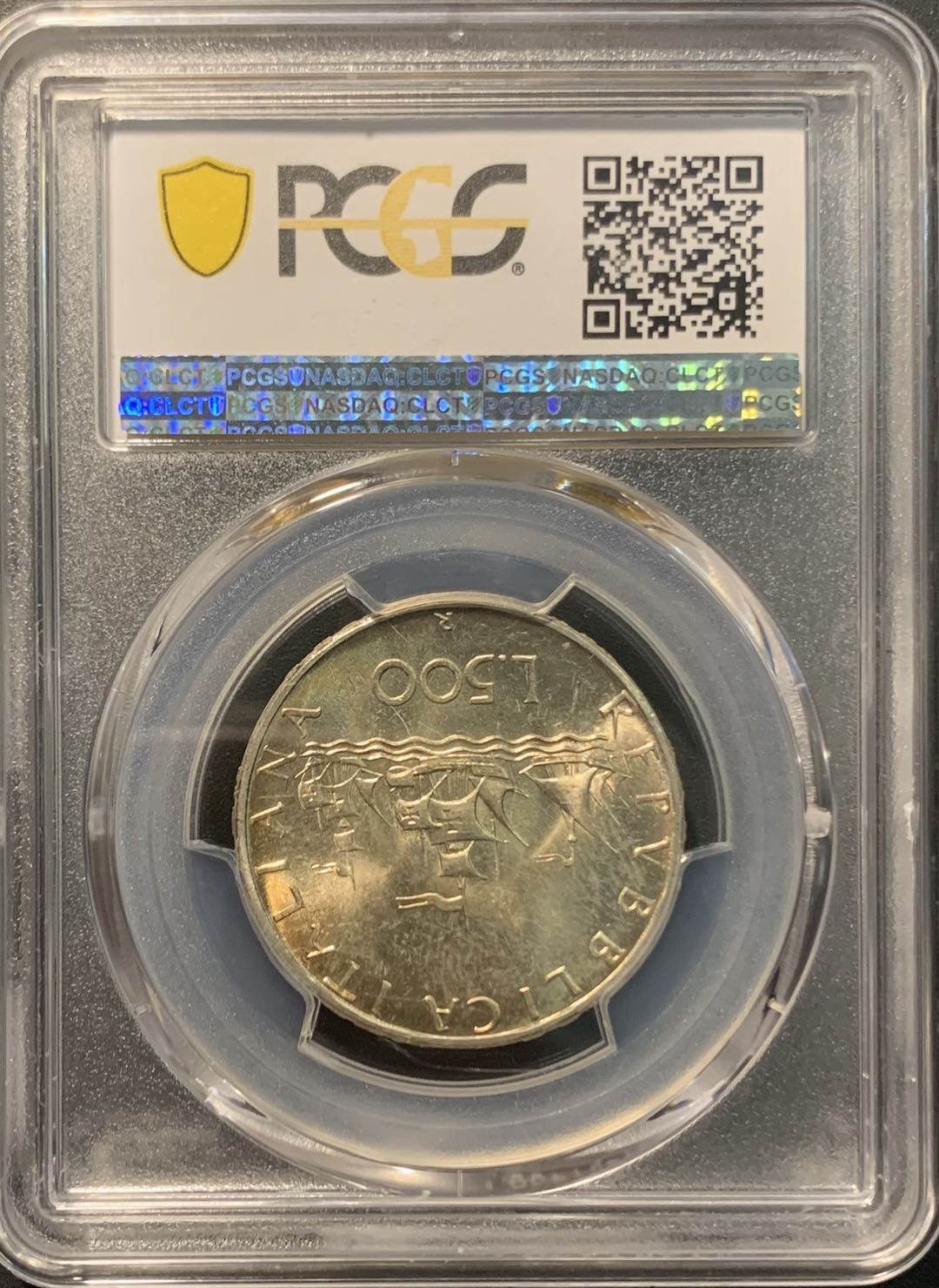 紫瑗钱币——微拍第103期 意大利 1966年 少女与帆船 500里拉 PCGS MS64 背五彩