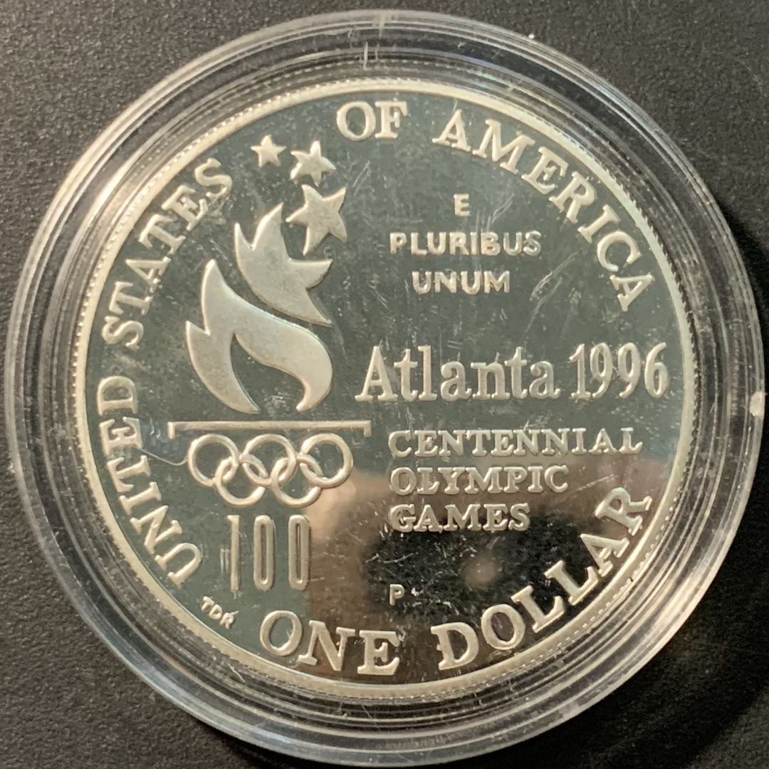 紫瑗钱币——微拍第103期 美国 1996年 亚特兰大奥运会 网球  1元  26.73克 0.9银 精制