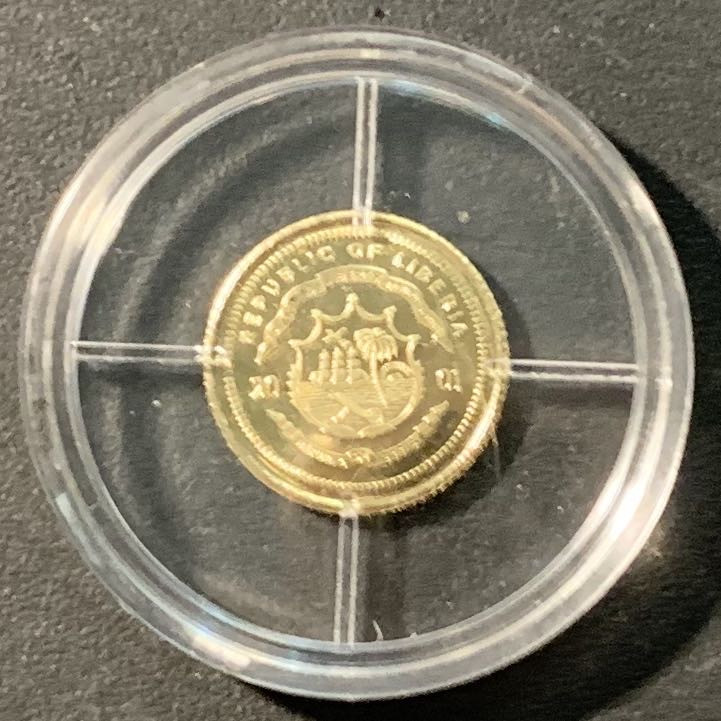 紫瑗钱币——微拍第103期 利比里亚 2001年 尼米兹号航空母舰 10元 0.5克 0.585金 带证书 精制