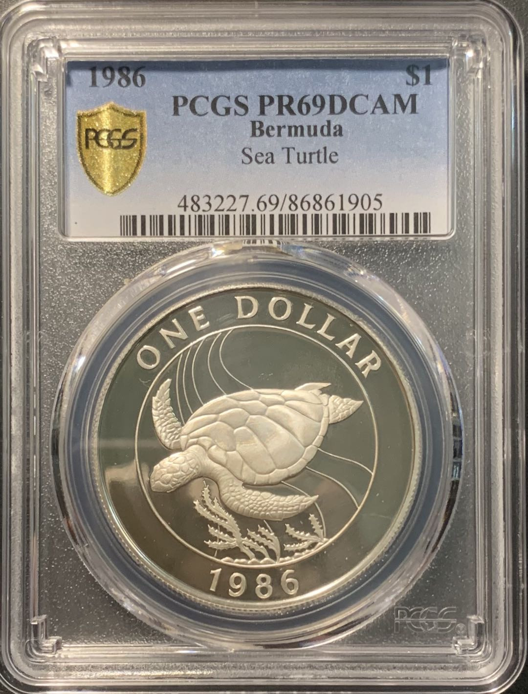 紫瑗钱币——微拍第103期 百慕大 1986年  大海龟 1元 PCGS PR69 DCAM