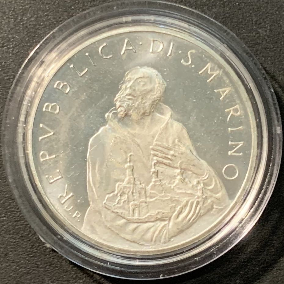 紫瑗钱币——微拍第103期 圣马力诺 1979年 比加的胜利 500里拉 11克 0.835银 UNC