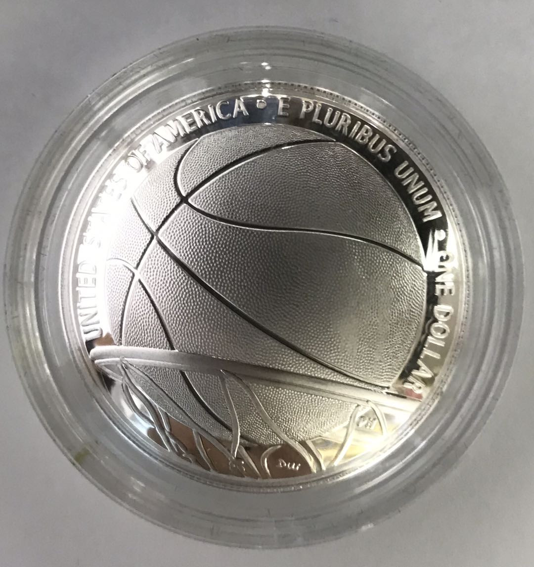 【随心拍&Getcoins】钱币拍卖第六十七期～ 2020年美国篮球名人堂 曲面弧形精制银币 篮球名人堂银币