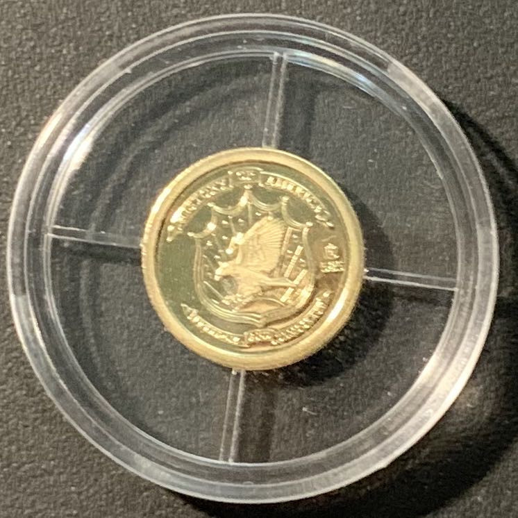 紫瑗钱币——微拍第103期 瑙鲁 2008年 美国独立宣言 1元 0.5克 0.585金 带证书 精制