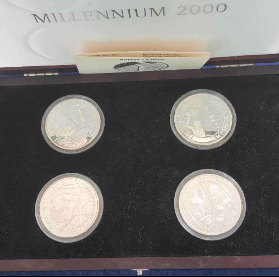 【随心拍&Getcoins】钱币拍卖第六十七期～ 基里巴斯萨摩亚1997年千禧年银币分割币全套4枚　　　
