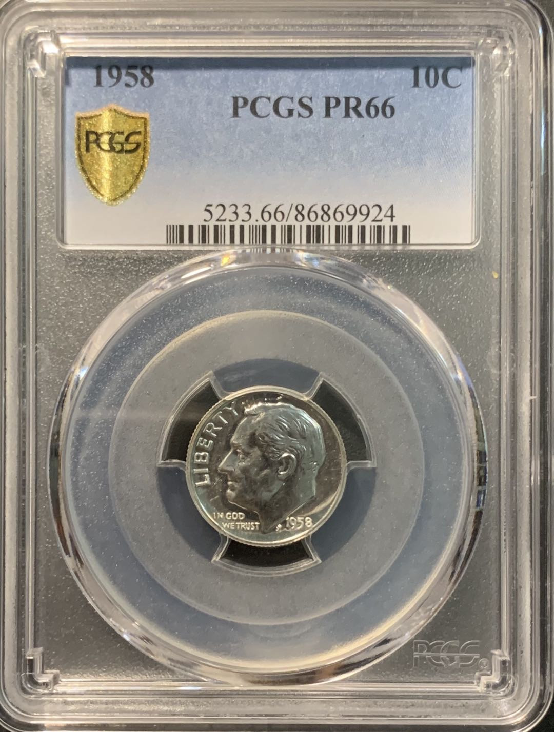 紫瑗钱币——微拍第103期 美国 1958年 罗斯福 10美分 精制 PCGS PR66