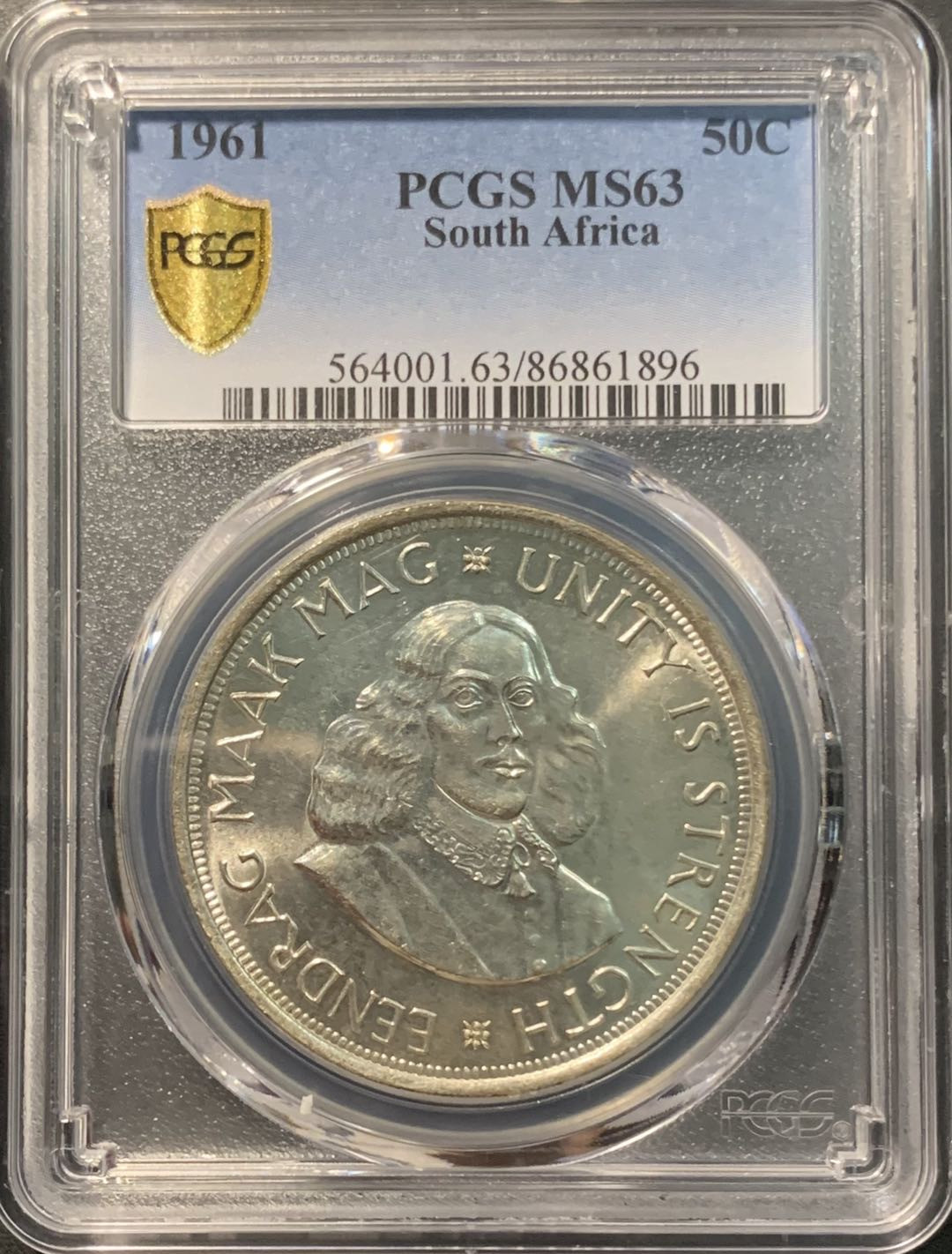 紫瑗钱币——微拍第103期 南非 1961年 总督吕贝克 50分 PCGS MS63