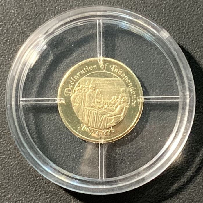 紫瑗钱币——微拍第103期 瑙鲁 2008年 美国独立宣言 1元 0.5克 0.585金 带证书 精制