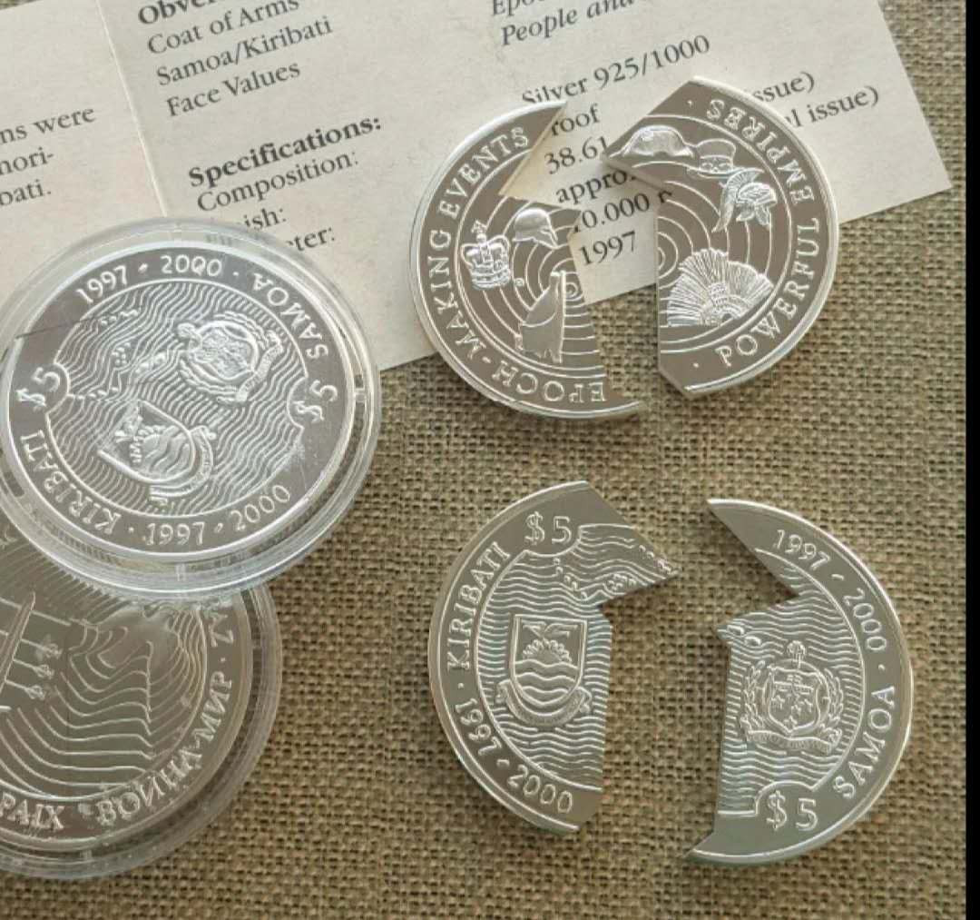 【随心拍&Getcoins】钱币拍卖第六十七期～ 基里巴斯萨摩亚1997年千禧年银币分割币全套4枚　　　