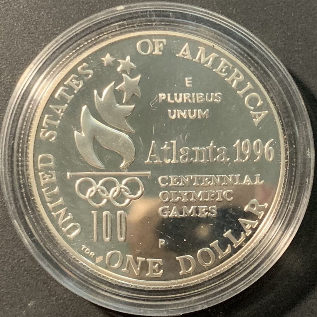 紫瑗钱币——微拍第103期 美国 1996年 亚特兰大奥运会 跳高  1元 26.73克 0.9银 精制