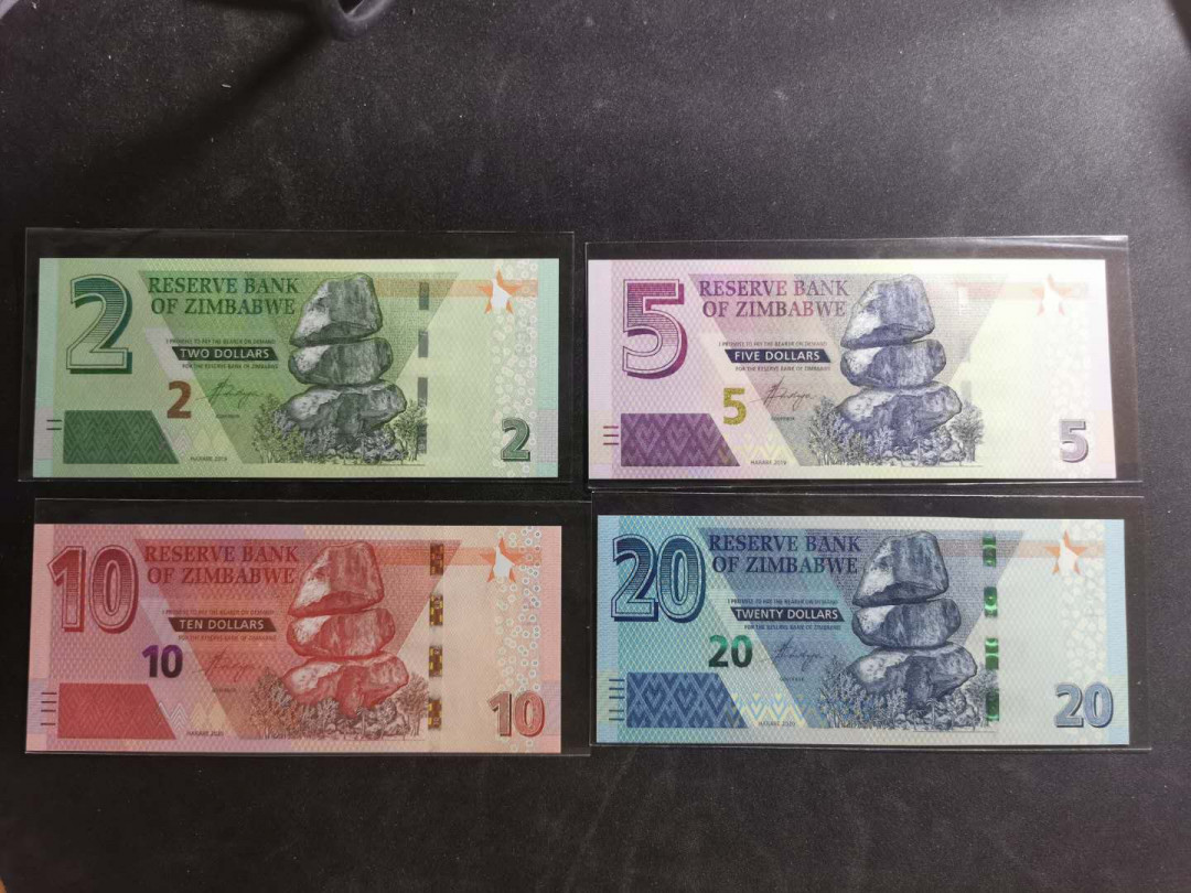 【鲸贝乐淘】千字文·第“性静情逸，心动神疲”号拍卖 【津巴布韦】2019年全套四张，最新版，全新全品UNC，好像是中国代印，待确认