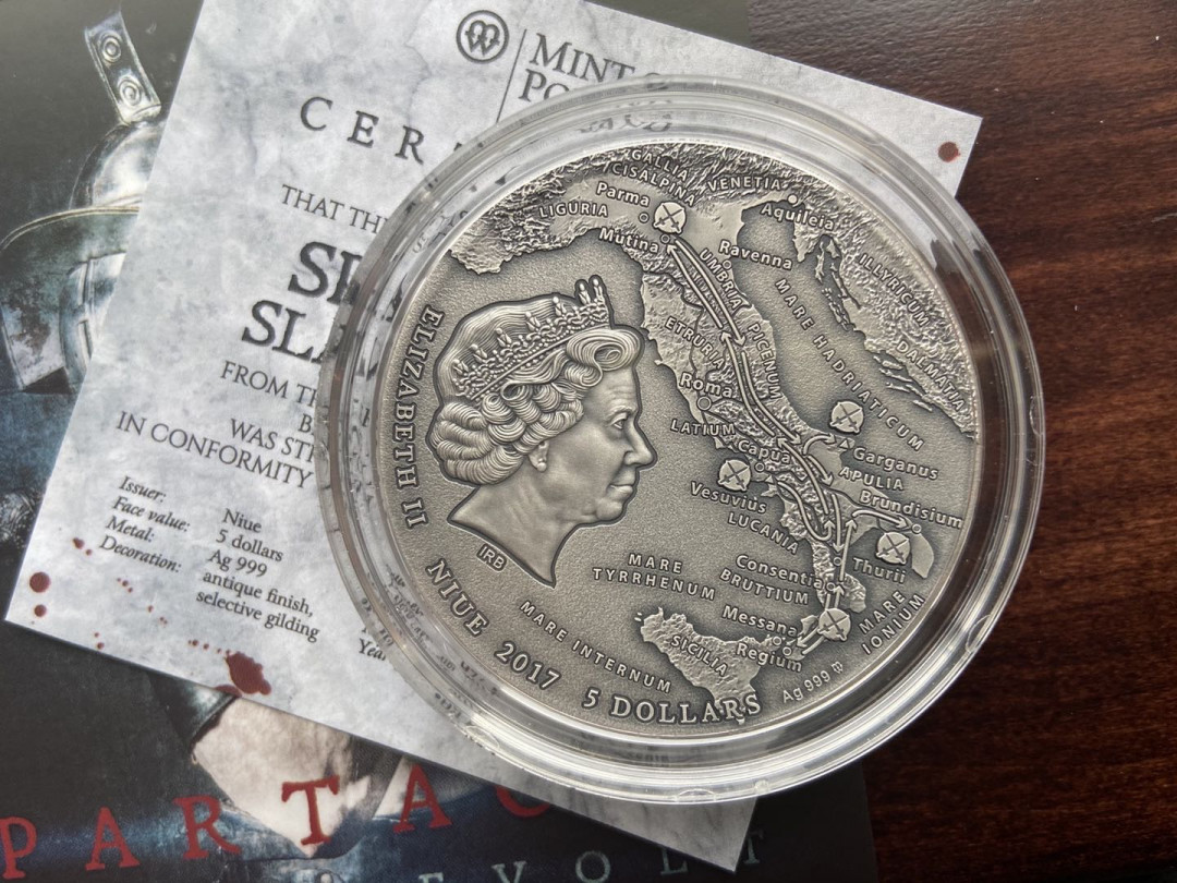 【币观天下】第122期钱币拍卖～ 【纽埃】纽埃高浮雕系列斯巴达克斯银币