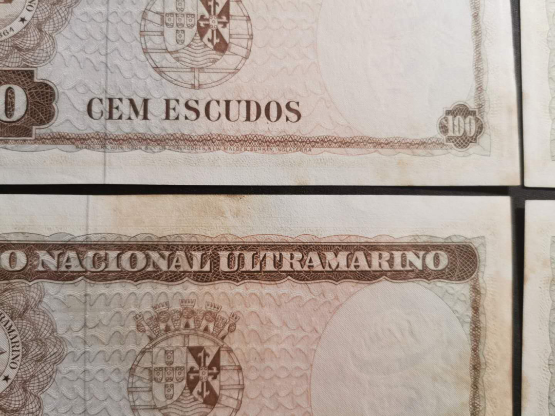 【鲸贝乐淘】千字文·第“性静情逸，心动神疲”号拍卖 【东帝汶】1963年100埃斯库多，五张一起，黄斑较多，无折痕，全新AUNC 