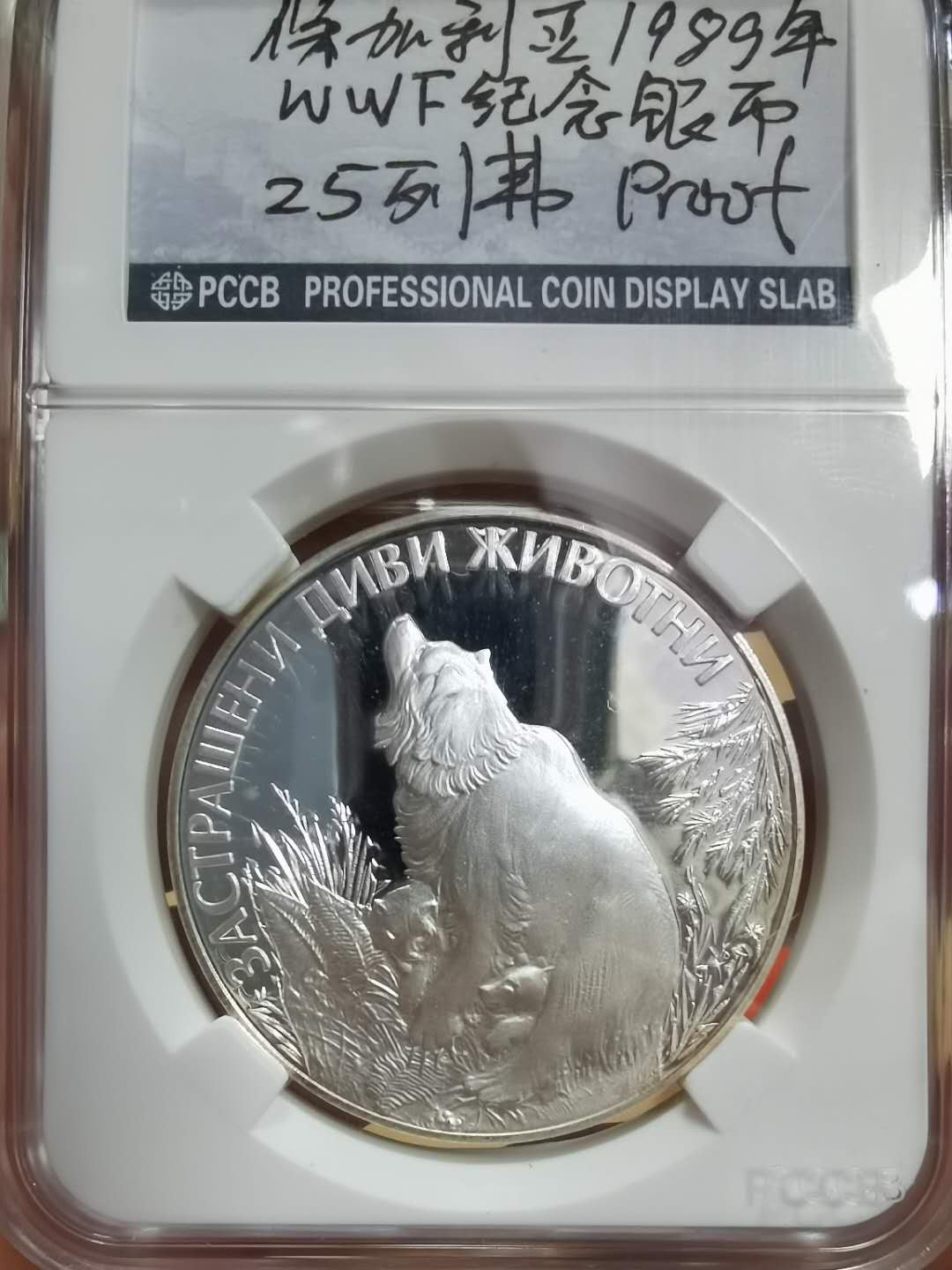 北京马甸外币专卖微拍第二十三期，陆续上新，欢迎关注， 1989年保加利亚野生动物保护（WWF）精制银币，重：23.38克，成色：925，品相如图